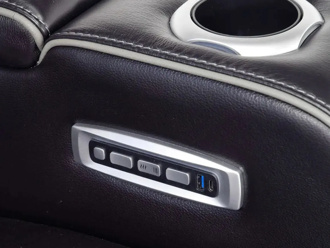 Boyington 2 Power Console Loveseat In Gray Leather