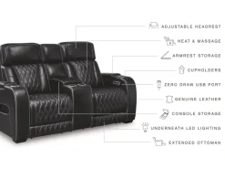 Boyington 2 Power Console Loveseat In Gray Leather