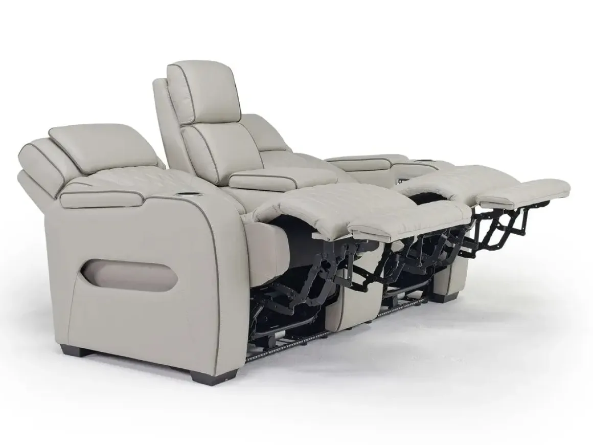 Boyington 2 Power Console Loveseat In Gray Leather