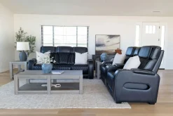 Boyington 2 Power Console Loveseat In Gray Leather