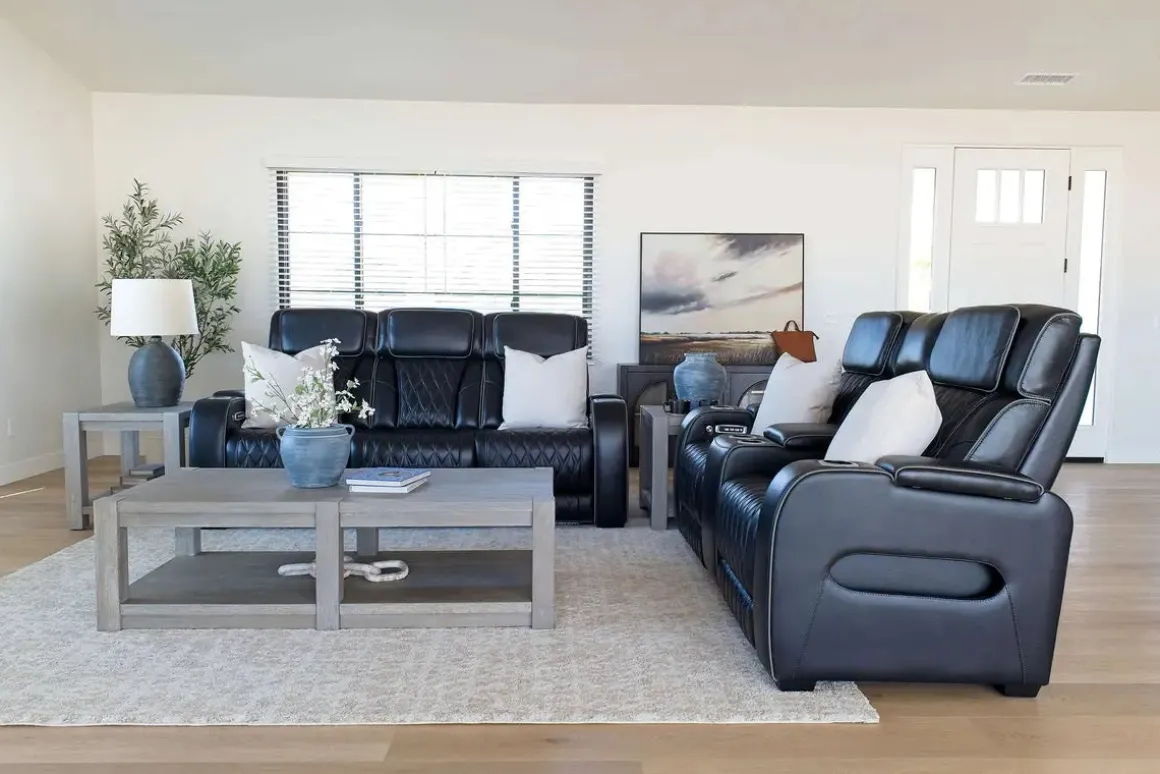 Boyington 2 Power Console Loveseat In Gray Leather