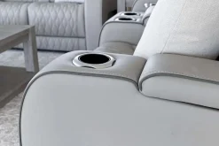 Boyington 2 Power Console Loveseat In Gray Leather