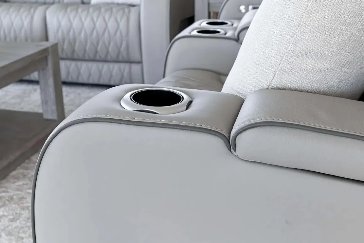 Boyington 2 Power Console Loveseat In Gray Leather