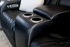 Boyington 2 Power Console Loveseat In Gray Leather