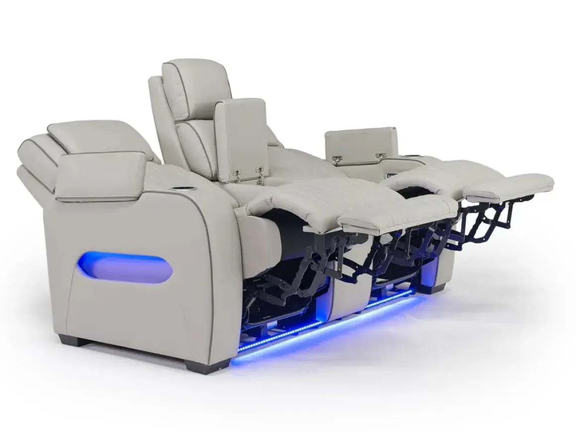 Boyington 2 Power Console Loveseat In Gray Leather