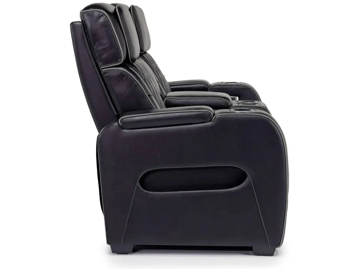 Boyington 2 Power Console Loveseat In Gray Leather