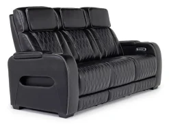 Boyington 2 Power Sofa W/ Drop Down Table In Black Leather