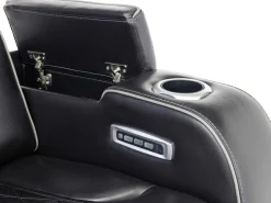 Boyington 2 Power Sofa W/ Drop Down Table In Black Leather