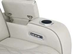 Boyington 2 Power Sofa W/ Drop Down Table In Black Leather