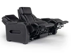 Boyington 2 Power Sofa W/ Drop Down Table In Black Leather