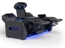 Boyington 2 Power Sofa W/ Drop Down Table In Black Leather