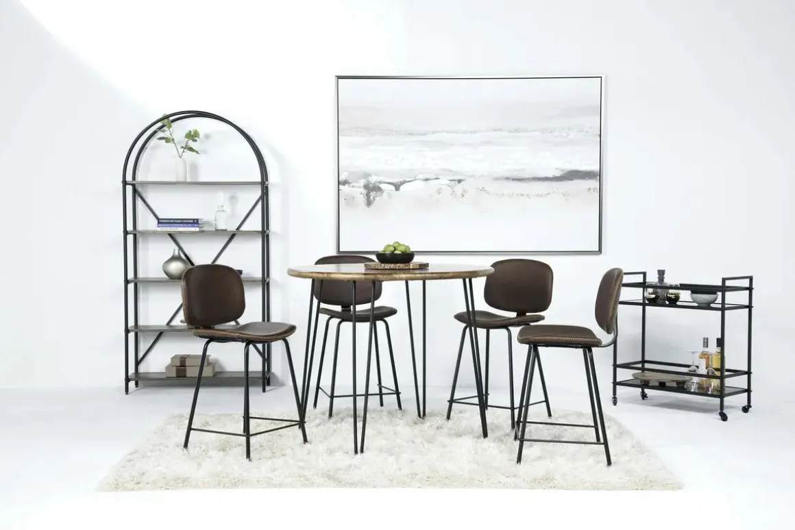 Brennan Round Counter Height Dining Table & 4 Stools In James Mocha