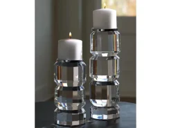 Brentley Candleholders In Clear Crystal Silver, Set Of 2