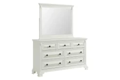 Bridgestone Panel Bed, Dresser, Mirror & Nightstand In Antique White, Queen