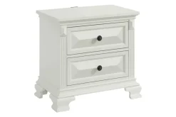 Bridgestone Panel Bed, Dresser, Mirror & Nightstand In Antique White, Queen