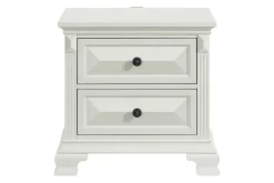 Bridgestone Panel Bed, Dresser, Mirror & Nightstand In Antique White, Queen