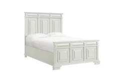 Bridgestone Panel Bed, Dresser, Mirror & Nightstand In Antique White, Queen