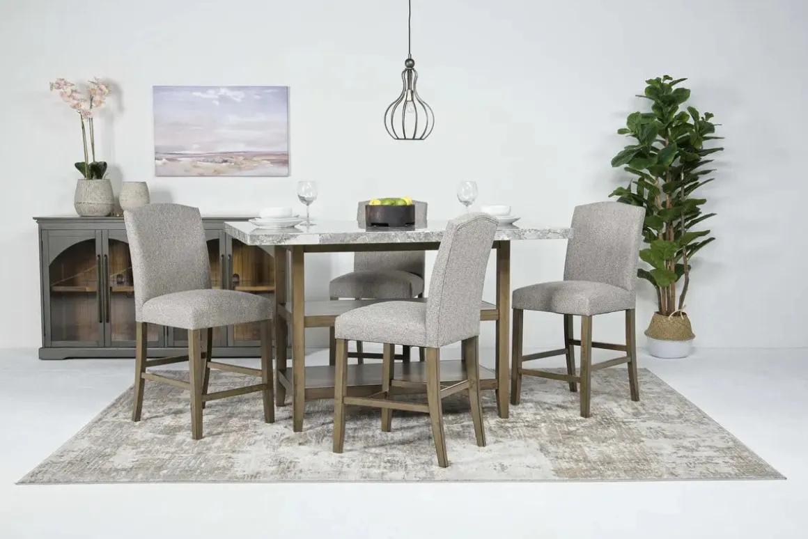 Brighton Counter Height Dining Table & 4 Stools In Gray