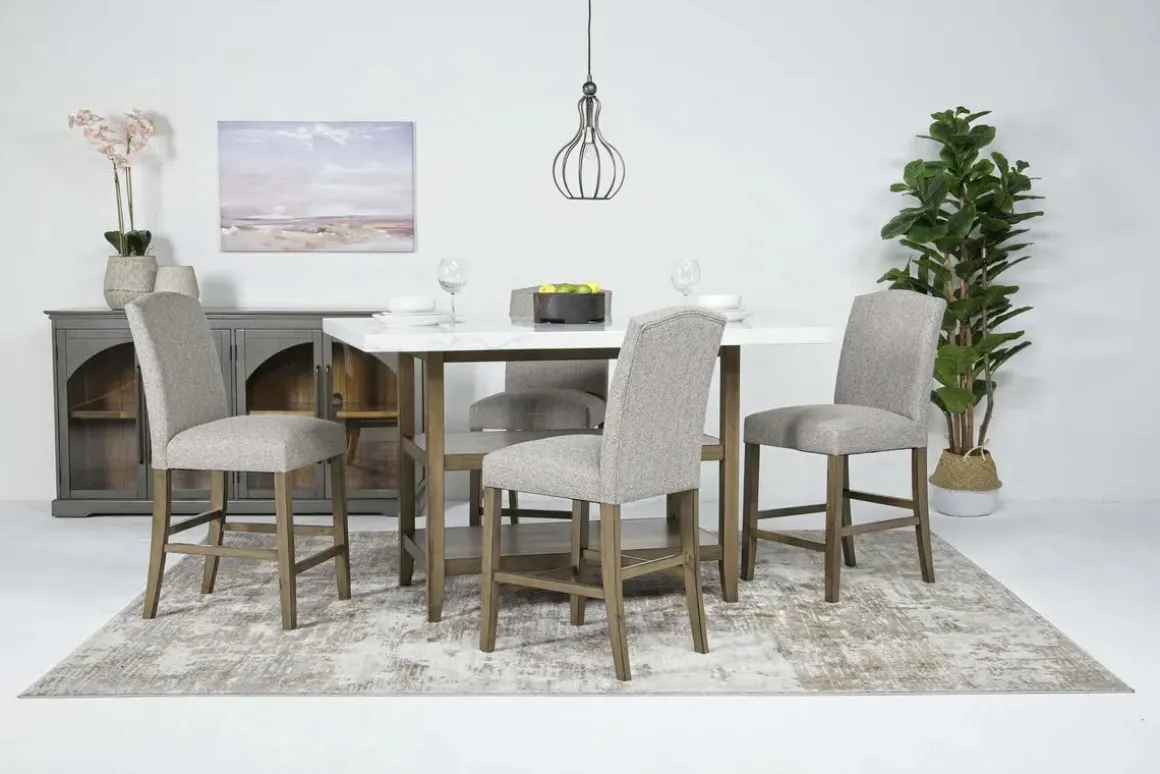 Brighton Counter Height Dining Table & 4 Stools In Gray