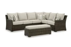 Brook Ranch Outdoor 3 Piece Sectional Set In Brown