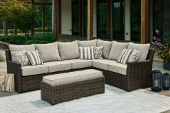 Brook Ranch Outdoor 3 Piece Sectional Set In Brown