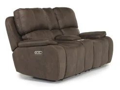 Brookings 2 Power Console Loveseat In Brown