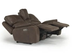 Brookings 2 Power Console Loveseat In Brown