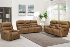 Bruce 2 Power Console Loveseat In Cognac