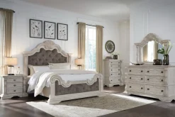 Bruchandi Upholstered Panel Bed In Antique White, Queen