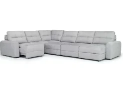 Bryce 6 Piece Power Sliding Sectional W/ Storage Chaise & Armless Slider In Savannah Coin, Left Facing