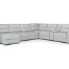 Bryce 7 Piece Power Sliding Sectional W/ Storage Chaise & Armless Slider In Savannah Coin, Left Facing