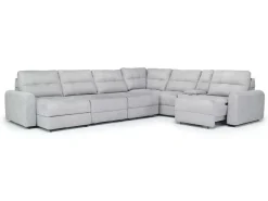 Bryce 7 Piece Power Sliding Sectional W/ Storage Chaise & Armless Slider In Savannah Coin, Left Facing