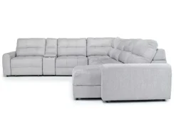 Bryce 7 Piece Power Sliding Sectional W/ Storage Chaise & Armless Slider In Savannah Coin, Left Facing