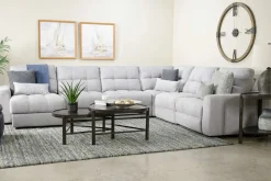 Bryce 6 Piece Power Storage Chaise Sectional In Savannah Coin, Left Facing