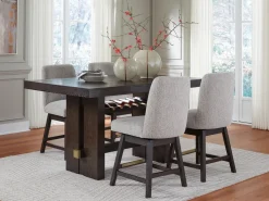 Burkhaus Counter Height Dining Table & 4 Stools In Biege/Dark Brown