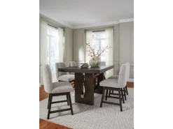 Burkhaus Counter Height Dining Table & 6 Stools In Beige/Dark Brown
