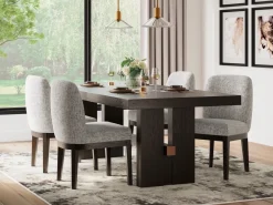 Burkhaus Extendable Dining Table & 4 Chairs In Biege/Dark Brown