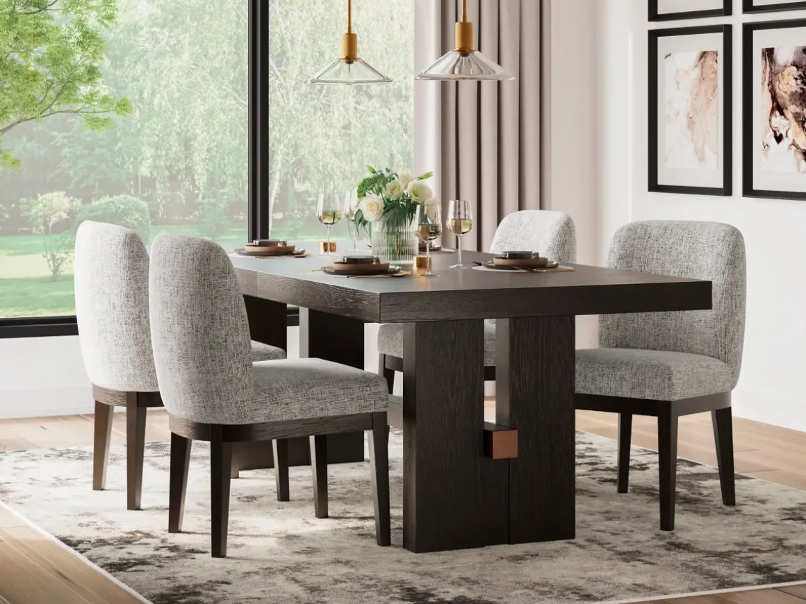 Burkhaus Extendable Dining Table & 4 Chairs In Biege/Dark Brown
