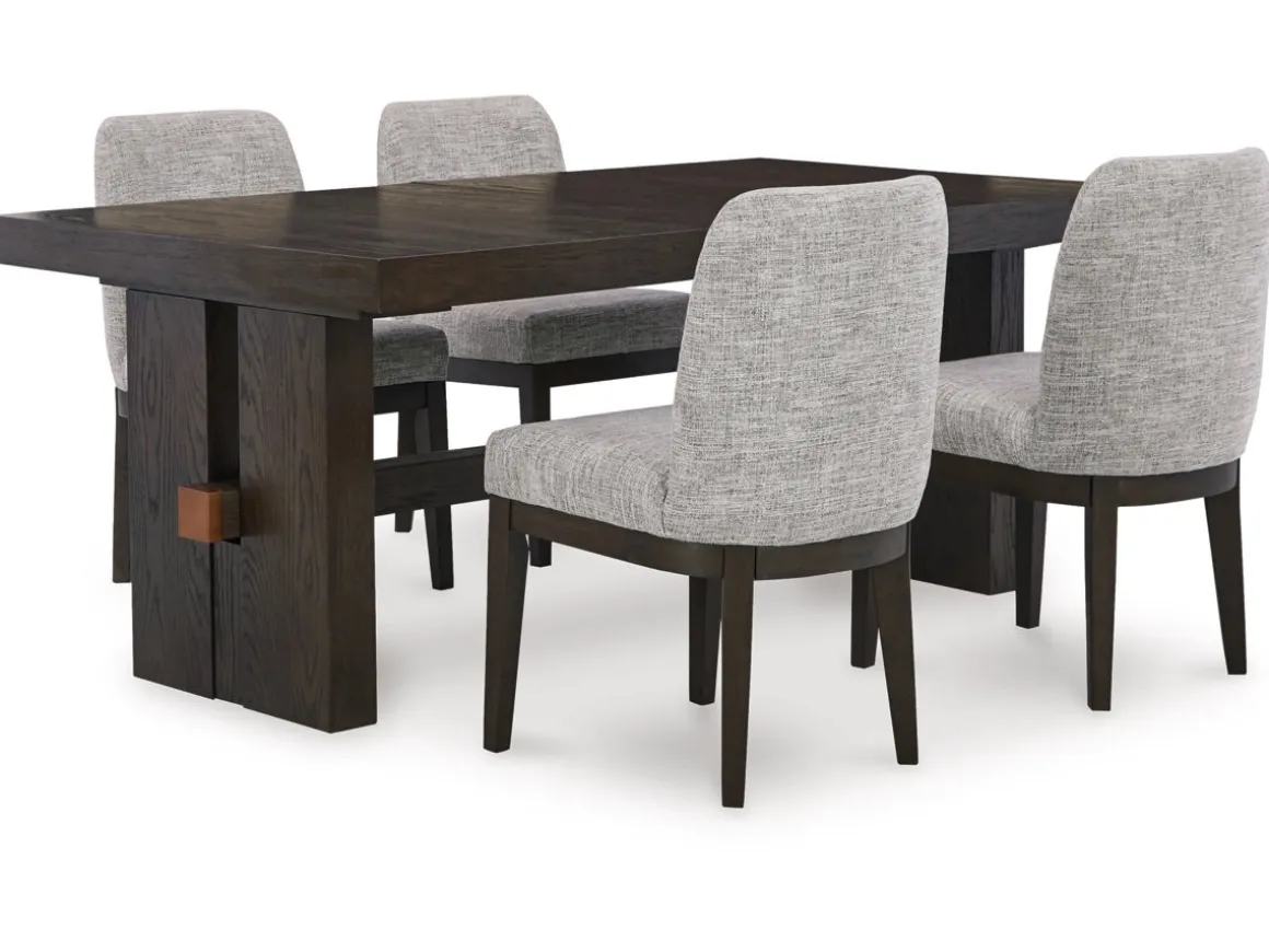 Burkhaus Extendable Dining Table & 4 Chairs In Biege/Dark Brown