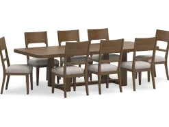 Cabalynn Extendable Dining Table & 8 Chairs In Light Brown