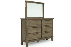 Cagney Upholstered Panel Bed W/ Storage, Dresser, Mirror & Nightstand In Gray, Queen
