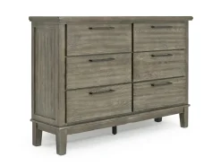 Cagney Upholstered Panel Bed W/ Storage, Dresser, Mirror & Nightstand In Gray, Queen