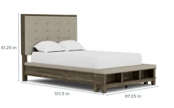 Cagney Upholstered Panel Bed W/ Storage, Dresser, Mirror & Nightstand In Gray, Queen