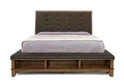 Cagney Upholstered Panel Bed W/ Storage In Gray, Queen