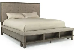 Cagney Upholstered Panel Bed W/ Storage In Gray, Queen