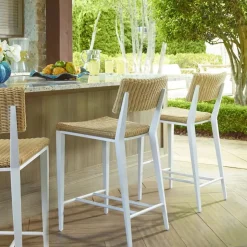 Calbas Outdoor Counter Height Stool In White