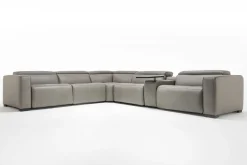 Cam 6 Piece 2 Power Theater Sectional W/ 2 Power Armless Recliner & Immersive Sound In Ajax Smoke Leather