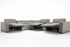Cam 6 Piece 2 Power Theater Sectional W/ 2 Power Armless Recliner & Immersive Sound In Ajax Smoke Leather