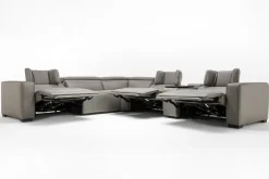 Cam 6 Piece 2 Power Theater Sectional W/ 2 Power Armless Recliner & Immersive Sound In Ajax Smoke Leather