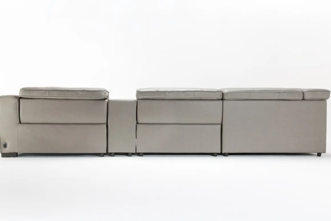 Cam 6 Piece 2 Power Theater Sectional W/ 2 Power Armless Recliner & Immersive Sound In Ajax Smoke Leather